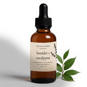 Pegatina Rectangular Aromaterapia artesanal Aceite esencial Kraft Beige