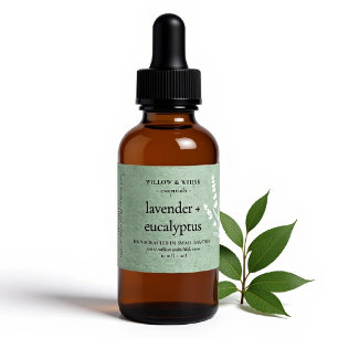 Pegatina Rectangular Aromaterapia artesanal Aceite Esencial Verde