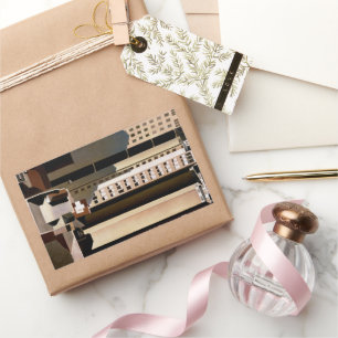 Pegatina Rectangular Arquitectura antigua, rascacielos por Sheeler, 192