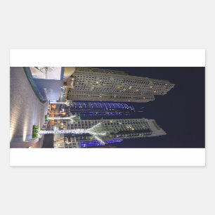 Pegatina Rectangular Arquitectura de Dubái de noche