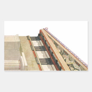 Pegatina Rectangular Arquitectura griega vintage, templo de Athena