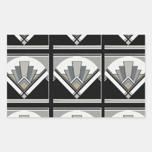 Pegatina Rectangular Art Deco geométrico