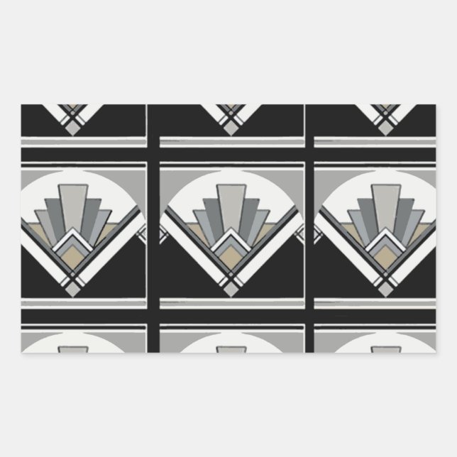Pegatina Rectangular Art Deco geométrico (Anverso)