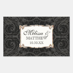 Pegatina Rectangular Art Deco Nouveau Lace n Gold Look Personalizado
