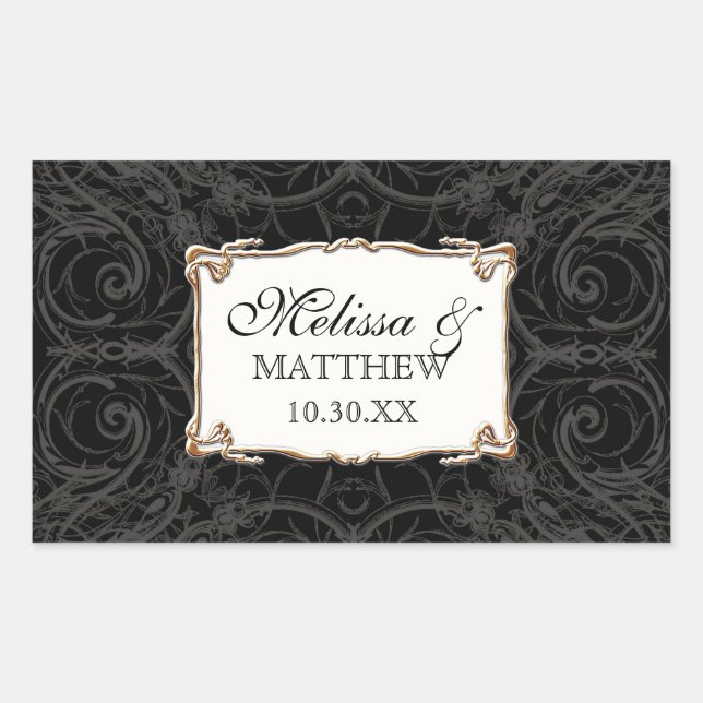 Pegatina Rectangular Art Deco Nouveau Lace n Gold Look Personalizado (Anverso)