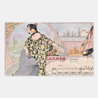 Pegatina Rectangular Art Nouveau Carmen Habanera Print – Vintage Opera 