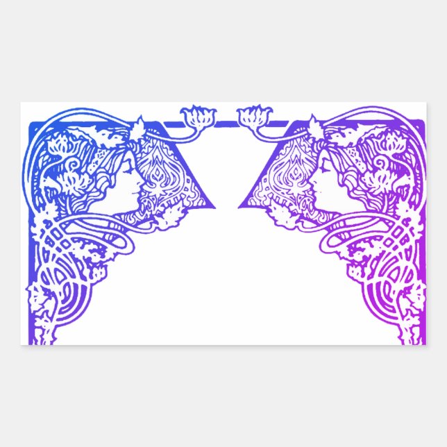 Pegatina Rectangular Art Nouveau Ladies Personalizable Rectangular Stic (Anverso)