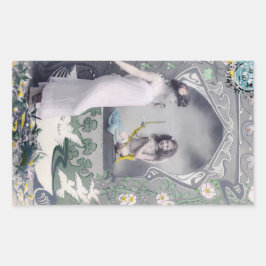 Pegatina Rectangular Art Nouveau Valentine de 1904