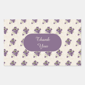 Pegatina Rectangular Art Nouveau Violet Floral Pattern