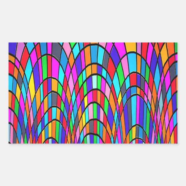 Pegatina Rectangular Arte abstracto de mosaico de vidrio tintado multic (Anverso)