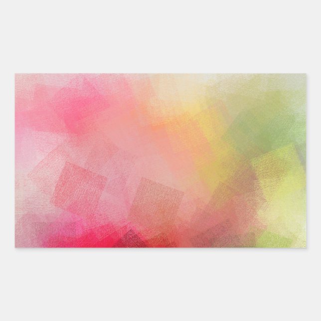 Pegatina Rectangular Arte abstracto moderno colorido plantilla en blanc (Anverso)