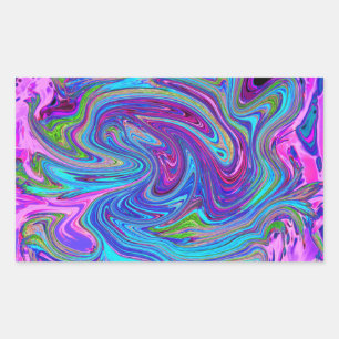 Pegatina Rectangular Arte abstracto retro genial azul, rosa y púrpura