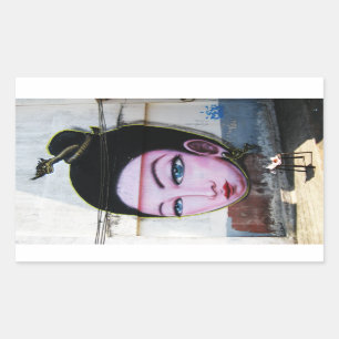Pegatina Rectangular Arte callejero de Lady Lao Graffiti