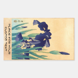 Pegatina Rectangular Arte clásico japonés de iris ukiyo-e violeta