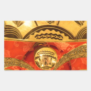 Pegatina Rectangular Arte Cultural Africano: Rico diseño rojo dorado