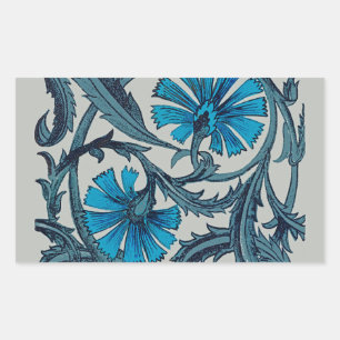 Pegatina Rectangular Arte de azulejos decorativos vintage azul antiguo 