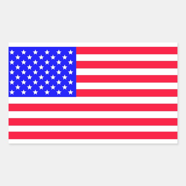 Pegatina Rectangular Arte de Bandera Americana de Estados Unidos (Anverso)