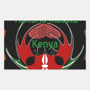 Pegatina Rectangular Arte de Bandera de Mariposa de Kenia - Patriótico 