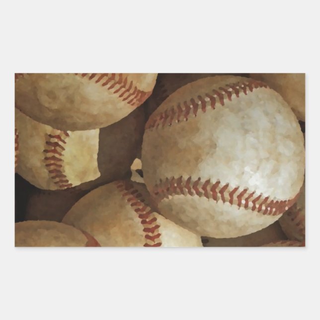 Pegatina Rectangular Arte de béisbol de moda (Anverso)