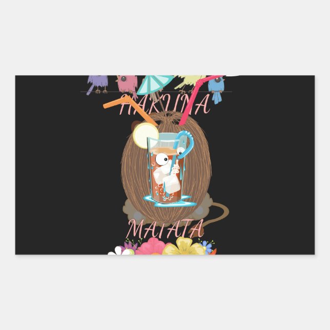 Pegatina Rectangular Arte de Coco Lemonade de la naturaleza tropical (Anverso)