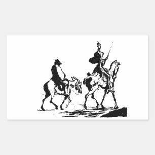 Pegatina Rectangular Arte de don Quijote y de Sancho Panza