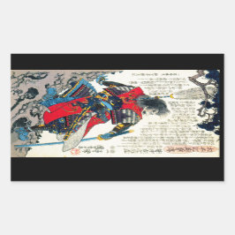 Pegatina Rectangular Arte de guerrero samurai oriental clásico japonés 