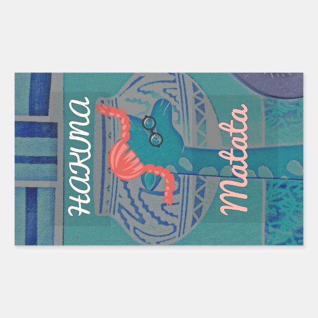 Pegatina Rectangular Arte de jirafa lúdico: Un destello africano (Anverso)