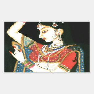 Pegatina Rectangular Arte de Mughal