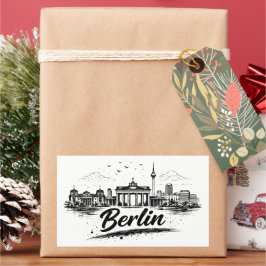 Pegatina Rectangular Arte de paisaje urbano minimalista de Berlín Alema