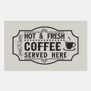 Pegatina Rectangular Arte de palabras de café recién hecho