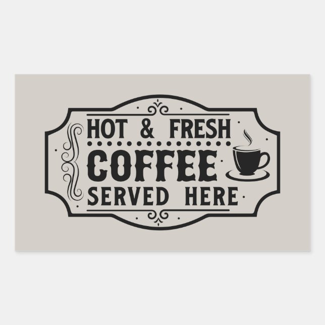 Pegatina Rectangular Arte de palabras de café recién hecho (Anverso)