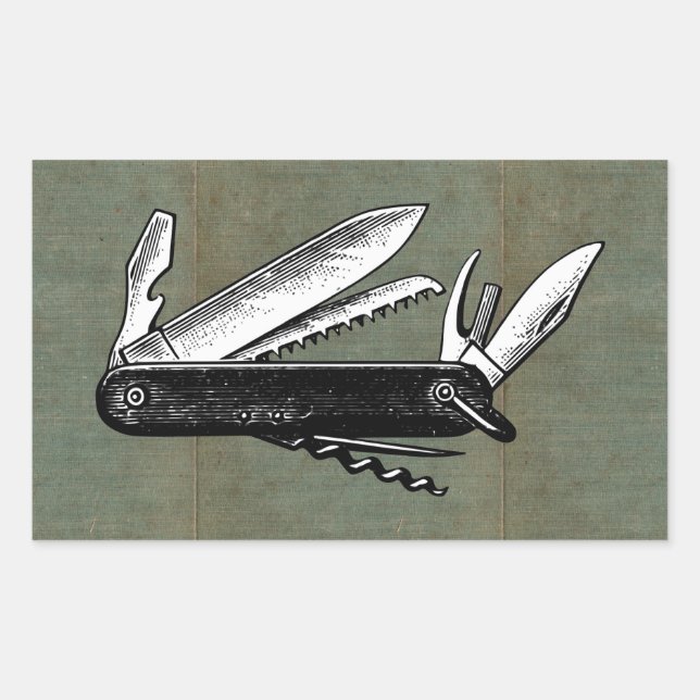 Pegatina Rectangular Arte de Pocket Knife (Anverso)