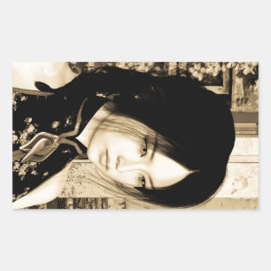 Pegatina Rectangular Arte de retrato de mujer asiática vintage