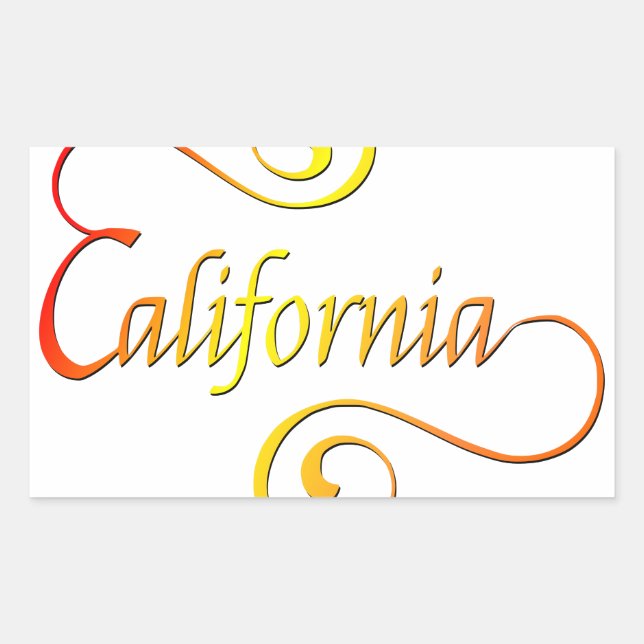 Pegatina Rectangular Arte de tipografía de California (Anverso)