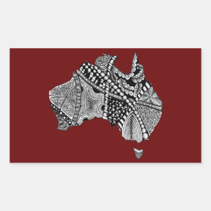 Pegatina Rectangular Arte decorativo en mapas de Australia