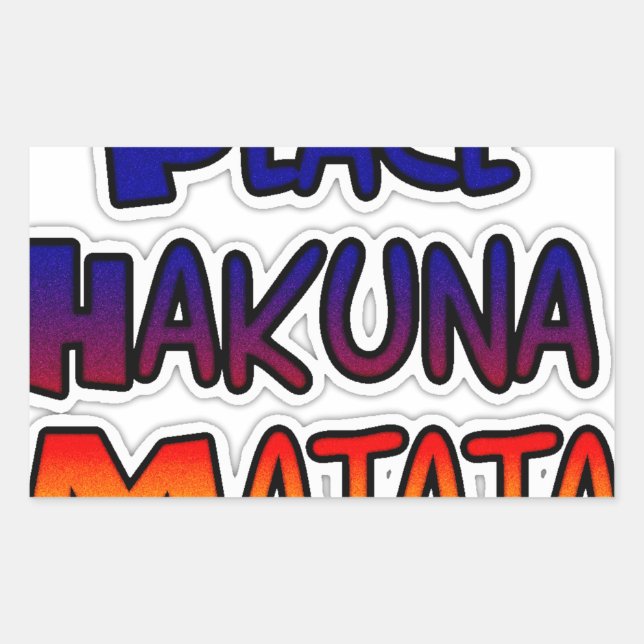Pegatina Rectangular Arte degradado de Peace Hakuna Matata (Anverso)
