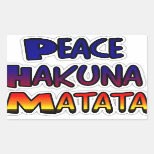 Pegatina Rectangular Arte degradado de Peace Hakuna Matata