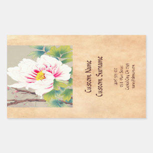 Pegatina Rectangular Arte floral japonés de Zuigetsu Ikeda Camellia ros