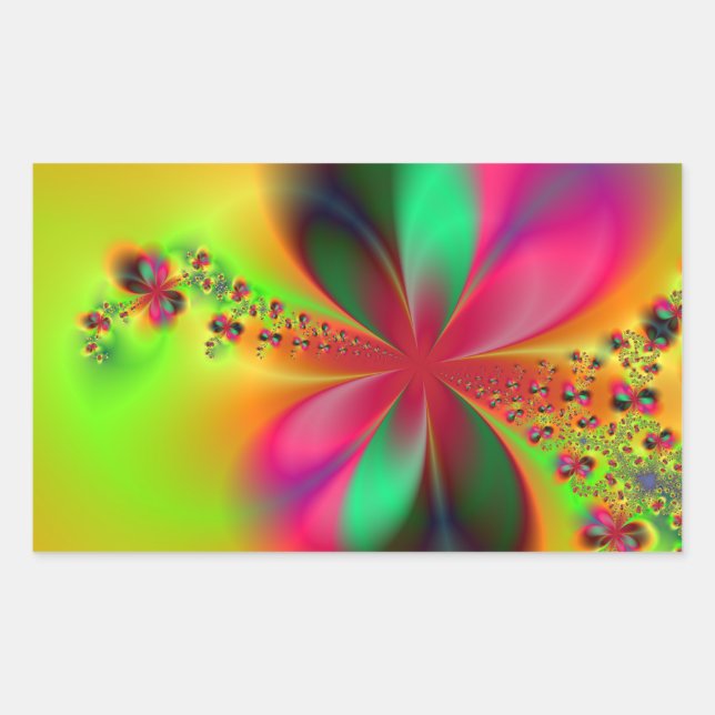 Pegatina Rectangular Arte fractal de baile de fuego (Anverso)