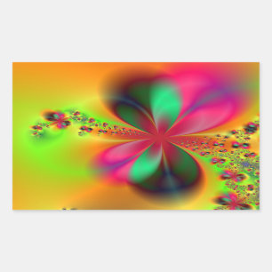 Pegatina Rectangular Arte fractal de danza de fuego