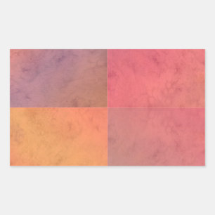 Pegatina Rectangular Arte geométrico acuarela rojo rosa naranja amarill