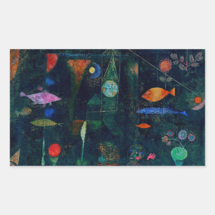 Pegatina Rectangular Arte gráfico de pintura abstracta Magia de peces d