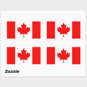 Pegatina Rectangular Arte gráfico rojo de bandera canadiense