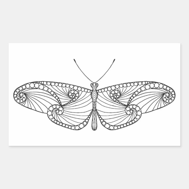 Pegatina Rectangular Arte inspirado de mariposa (Anverso)
