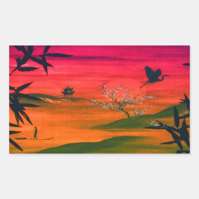 PEGATINA RECTANGULAR ARTE JAPONÉS (Anverso)