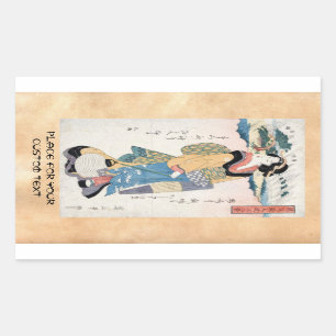 Pegatina Rectangular Arte japonés del geisha de la voluta del ukiyo-e