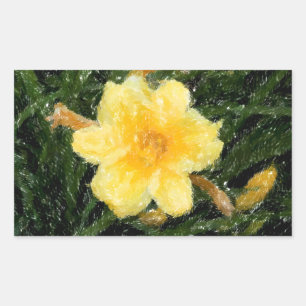Pegatina Rectangular Arte original de la flor de narciso amarillo