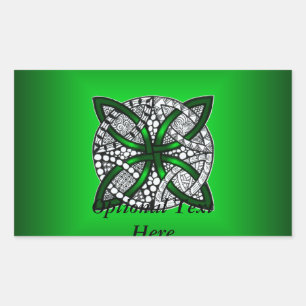 Pegatina Rectangular Arte original del Knot Celtic Verde