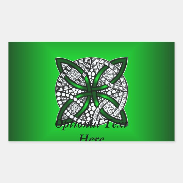 Pegatina Rectangular Arte original del Knot Celtic Verde (Anverso)