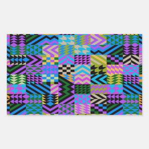 Pegatina Rectangular Arte Popular Tribal - Azul